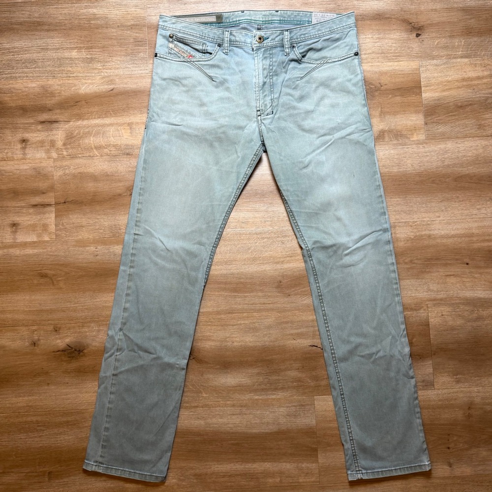 Diesel Shioner Jeans Mens 33x30 Green Slim Skinny Stretch Industrial Wash 0603B